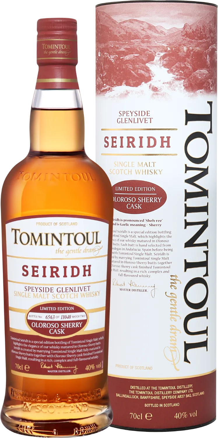 Томинтул Спейсайд Гленливет Олоросо Шерри Каск Сейрид в п/у (Tomintoul Speyside Glenlivet Oloroso Sherry Seiridh in g/b)
